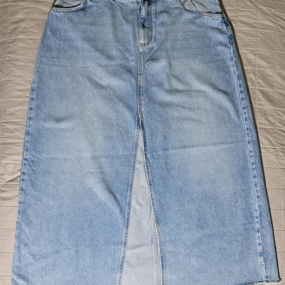 Pilcro Anthropologie Madi Skirt Fray Hem Jean  Denim with Front Slit Womens 18W